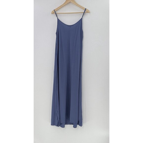 TYSA Long Perfect Adjustable Strap Blue Maxi‎ Dress Sz 3 Minimal Boho Flowy USA - Picture 2 of 8